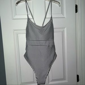 Shade & Shore Stripped One Piece Bathing Suit